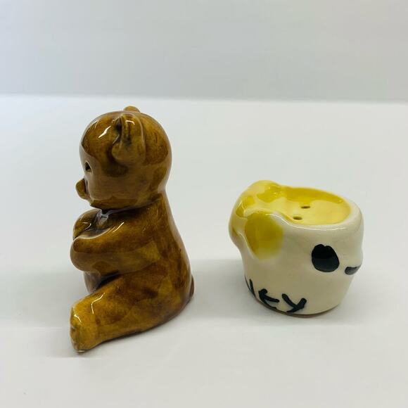 RARE! VTG Small Salt & Pepper Shaker Set Teddy Bear & Honey Pot Kitschy Cottage - Picture 5 of 8
